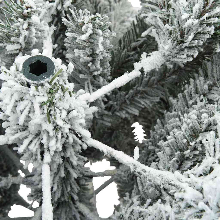 Moderne kunstig hængslet juletræ snebeklædt Hvid 180 cm