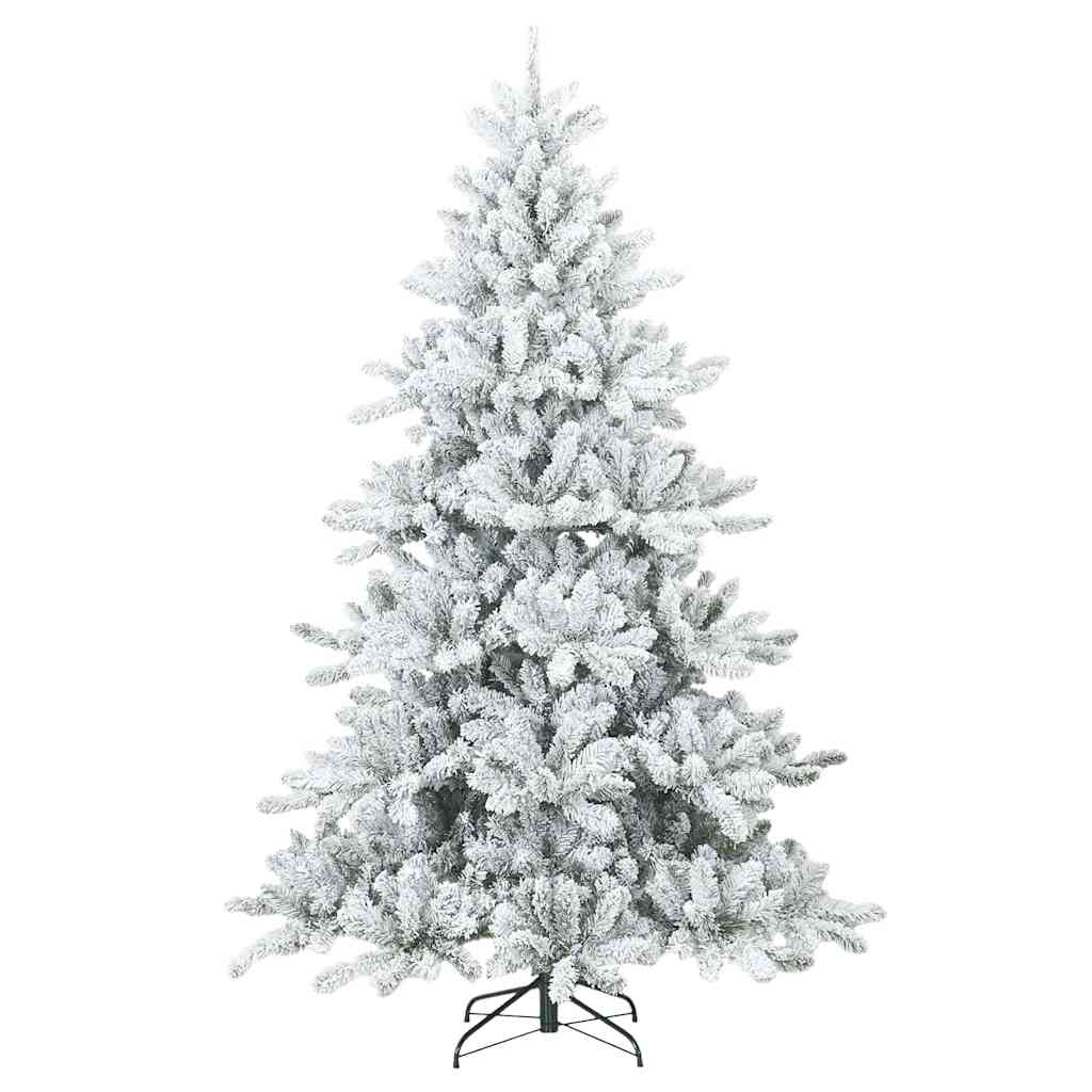 Moderne kunstig hængslet juletræ snebeklædt Hvid 210 cm