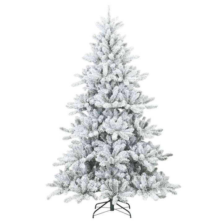 Moderne kunstig hængslet juletræ snebeklædt Hvid 210 cm