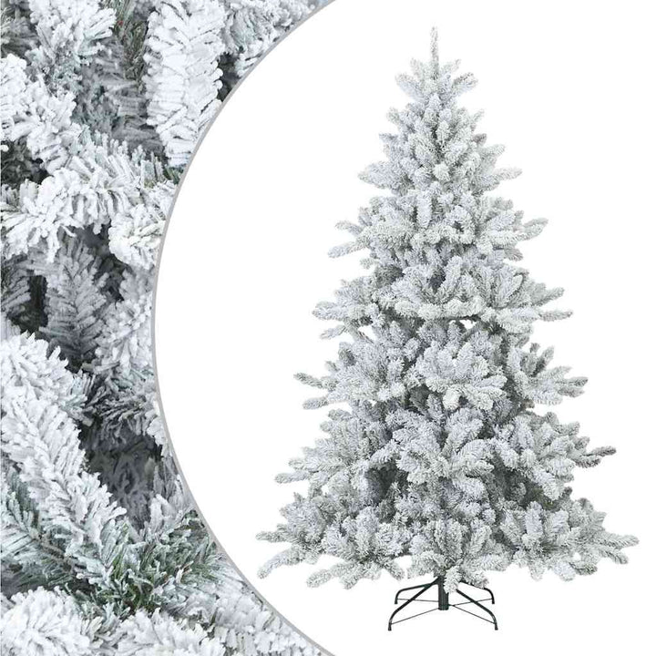 Moderne kunstig hængslet juletræ snebeklædt Hvid 240 cm
