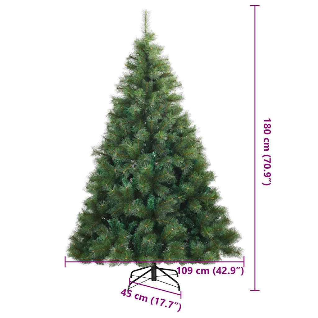 Kunstigt Hinged Juletræ med stativ Grøn 180 cm PVC, stål