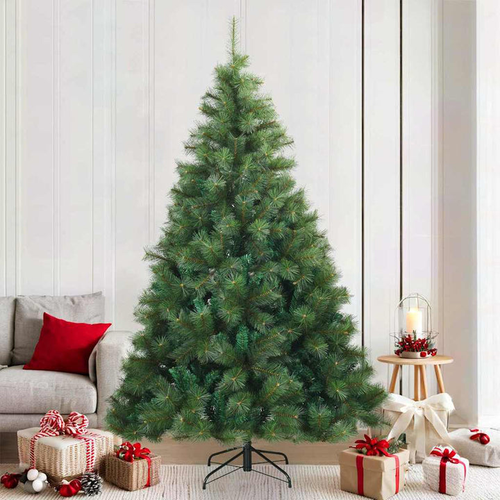 Kunstigt Hinged Juletræ med stativ Grøn 210 cm PVC, stål