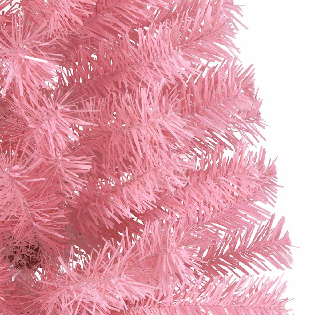 Kunstig Forbelyst Juletræ med 300 LED'er Lyserød 180 cm PVC