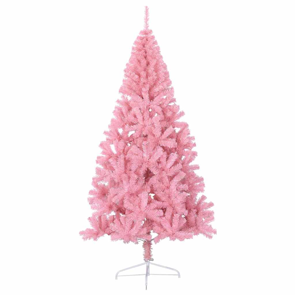 Kunstig Forbelyst Juletræ med 300 LED'er Lyserød 180 cm PVC