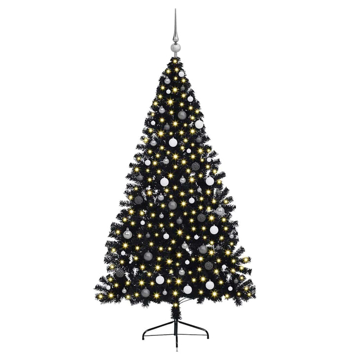 Kunstig Forbelyst Juletræ med 300 LED'er Sort 210 cm PVC
