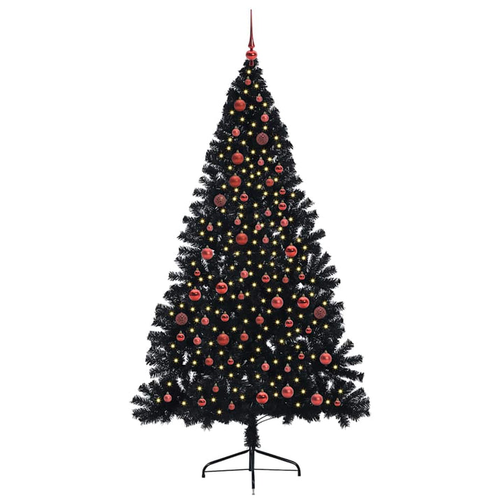 Kunstig Forbelyst Juletræ med 300 LED'er Sort 210 cm PVC