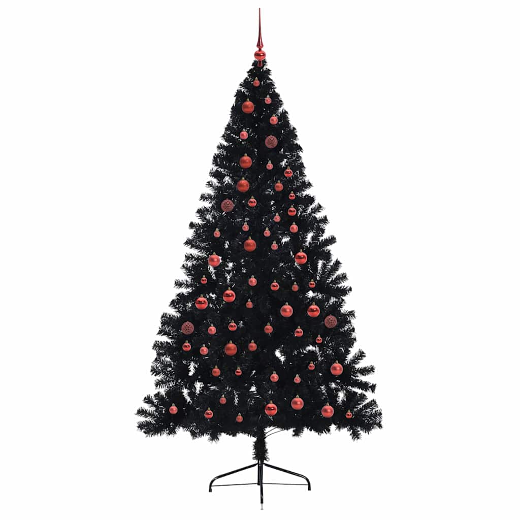 Kunstig Forbelyst Juletræ med 300 LED'er Sort 210 cm PVC
