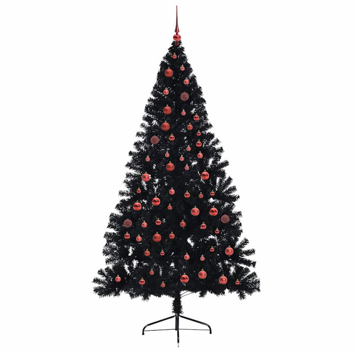 Kunstig Forbelyst Juletræ med 300 LED'er Sort 210 cm PVC