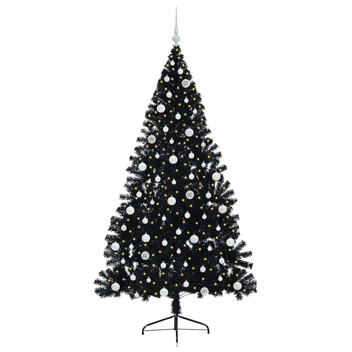 Kunstig Forbelyst Juletræ med 300 LED'er Sort 210 cm PVC