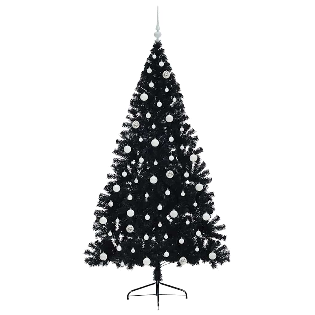 Kunstig Forbelyst Juletræ med 300 LED'er Sort 210 cm PVC