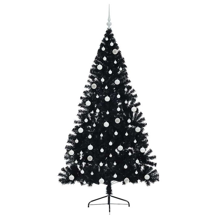 Kunstig Forbelyst Juletræ med 300 LED'er Sort 210 cm PVC