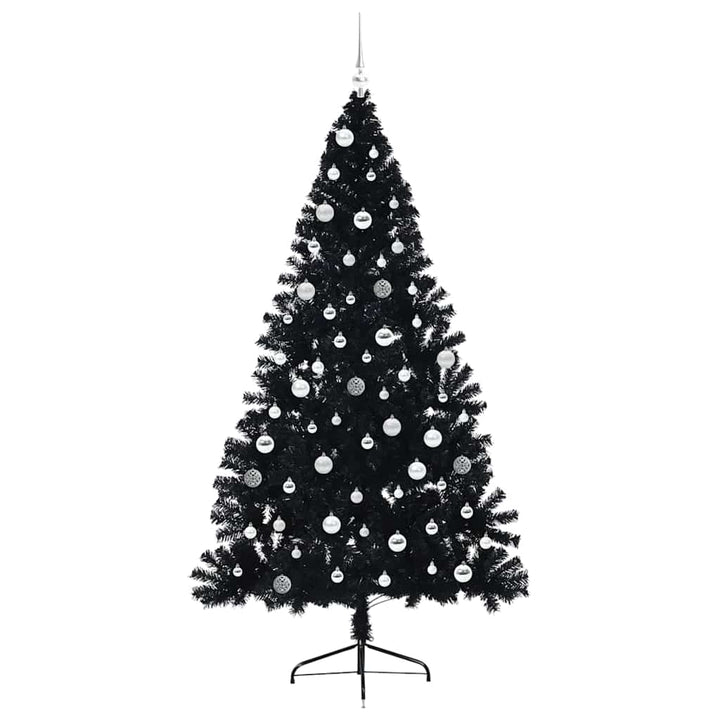 Kunstig Forbelyst Juletræ med 300 LED'er Sort 210 cm PVC