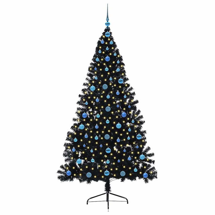 Kunstigt forudbelyst juletræ Sort 210 cm PVC