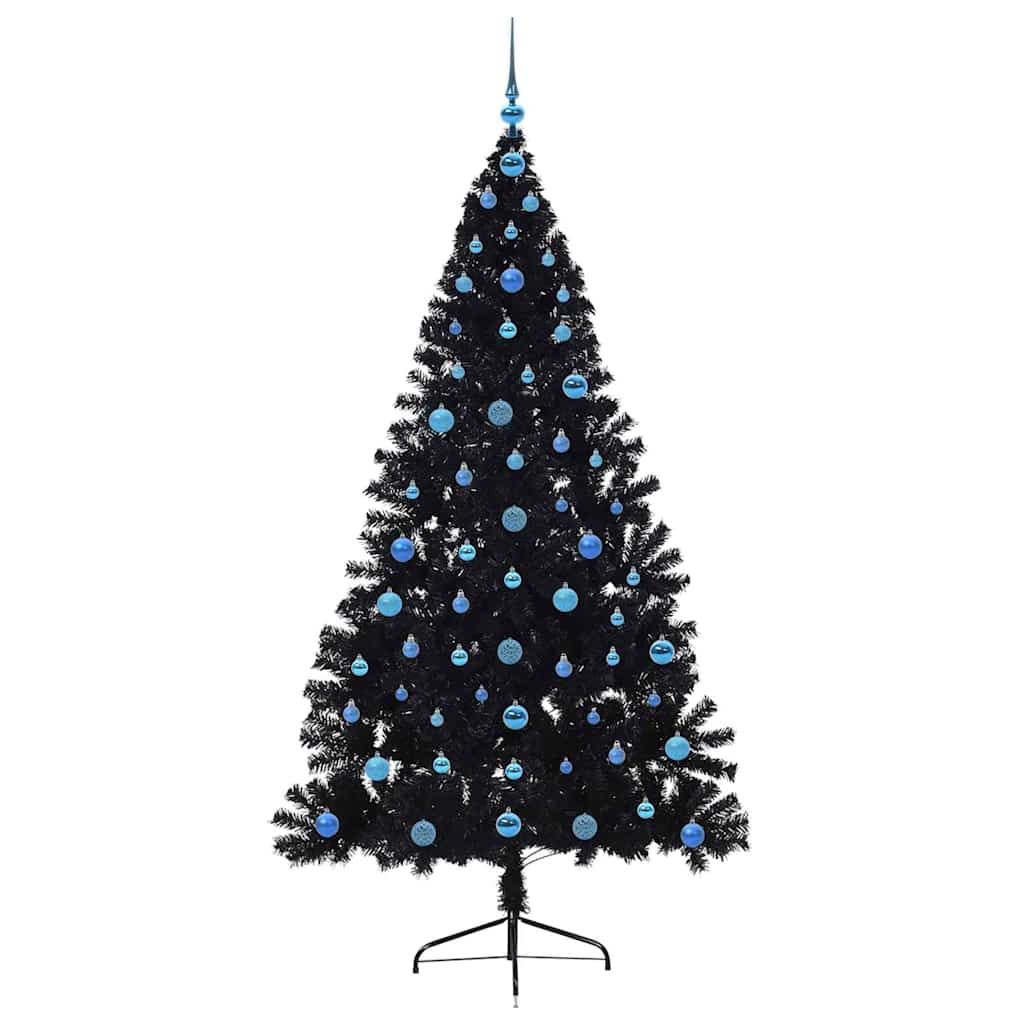 Kunstigt forudbelyst juletræ Sort 210 cm PVC