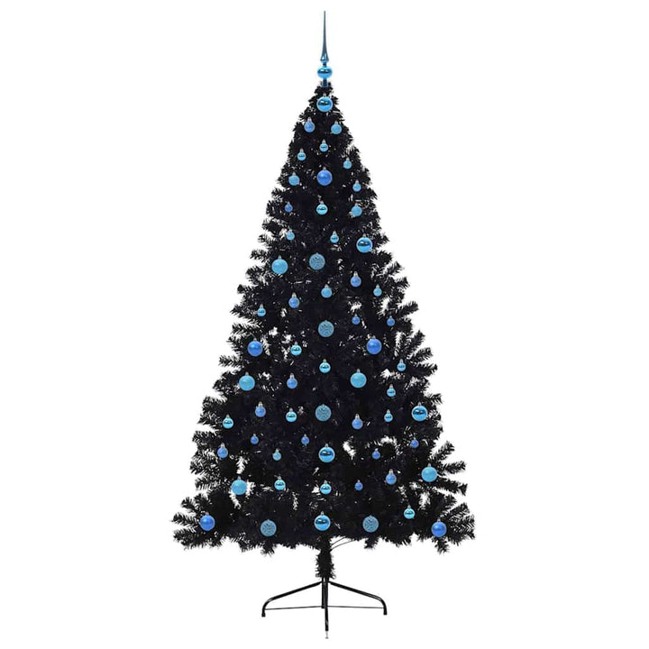 Kunstigt forudbelyst juletræ Sort 210 cm PVC