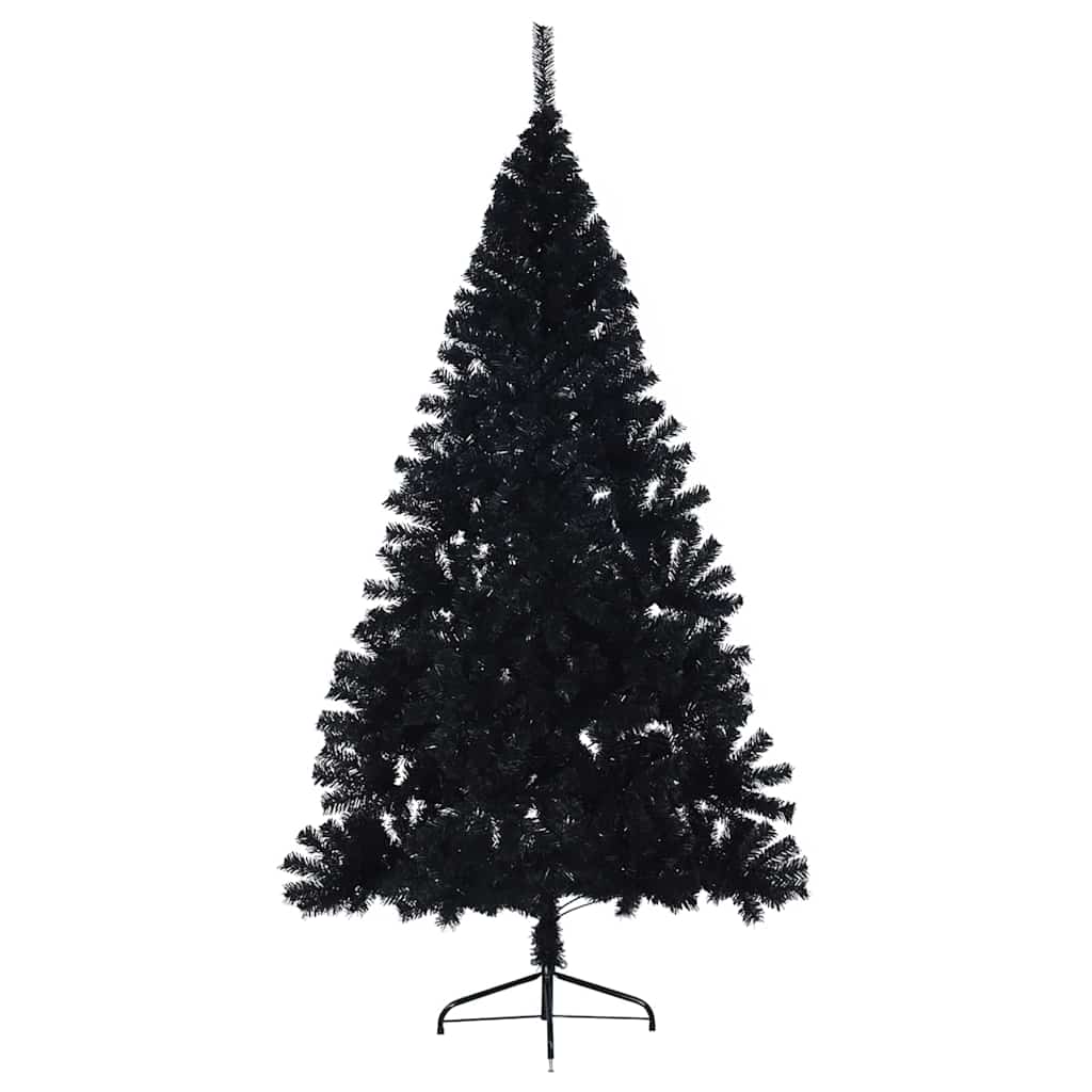 Kunstigt forudbelyst juletræ Sort 210 cm PVC