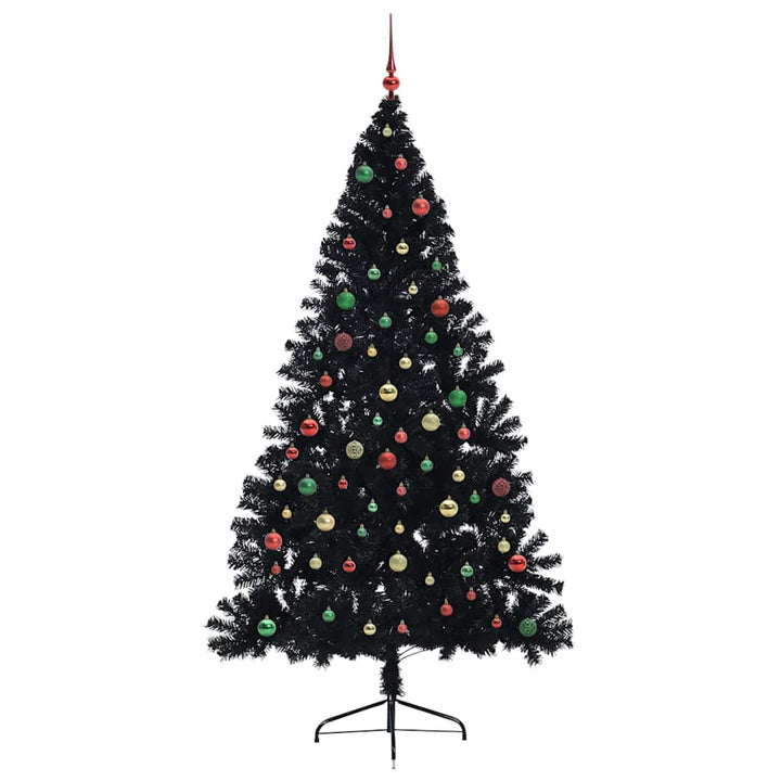 Kunstig Forbelyst Juletræ med 300 LED'er Sort 210 cm PVC