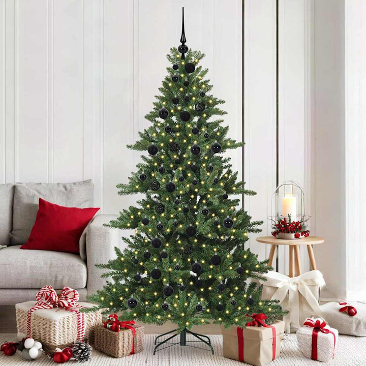 Kunstigt Hinged Juletræ med 300 LED'er med stativ 180 cm PVC