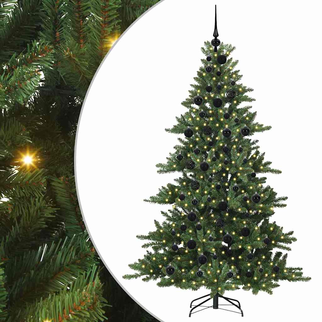 Kunstigt Hinged Juletræ med 300 LED'er med stativ 180 cm PVC