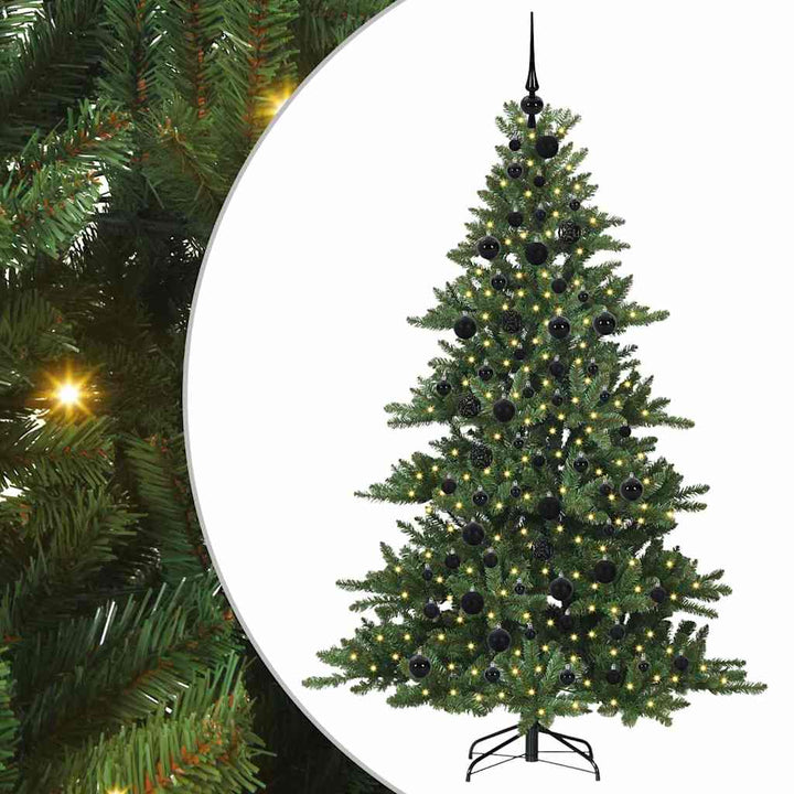 Kunstigt Hinged Juletræ med 300 LED'er med stativ 180 cm PVC