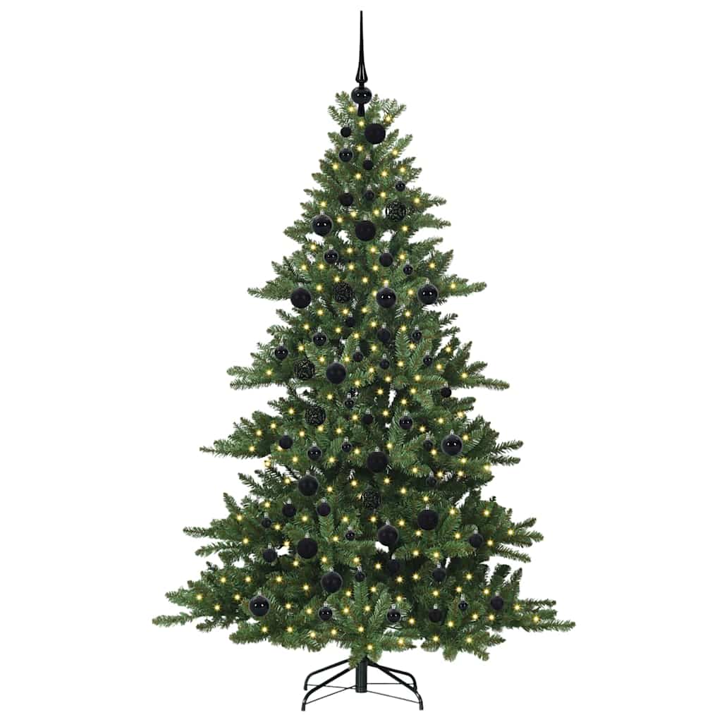 Kunstigt Hinged Juletræ med 300 LED'er med stativ 180 cm PVC