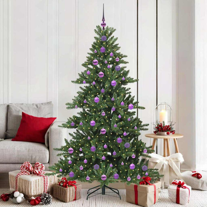 Kunstigt Hinged Juletræ med 300 LED'er med stativ 180 cm PVC
