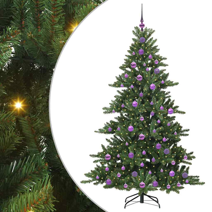 Kunstigt Hinged Juletræ med 300 LED'er med stativ 180 cm PVC