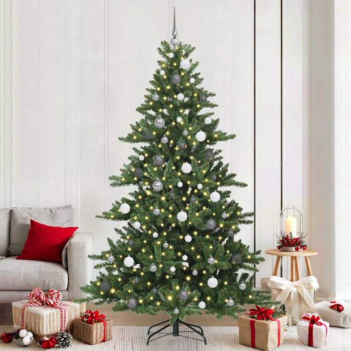 Kunstigt Hinged Juletræ med 300 LED'er med stativ 210 cm PVC