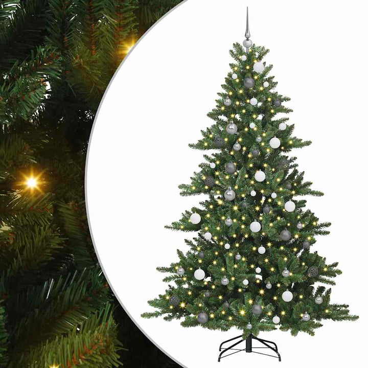 Kunstigt Hinged Juletræ med 300 LED'er med stativ 210 cm PVC