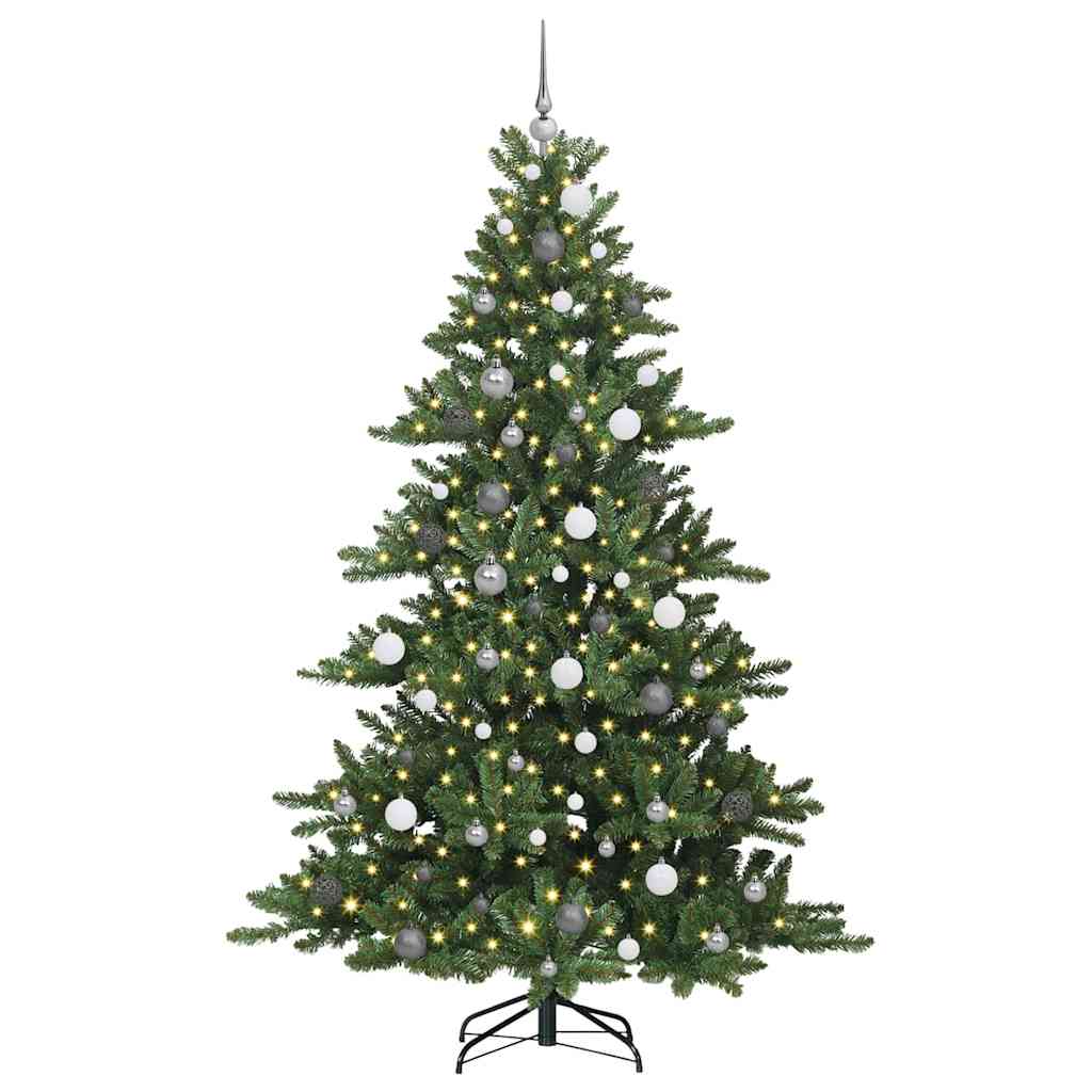 Kunstigt Hinged Juletræ med 300 LED'er med stativ 210 cm PVC