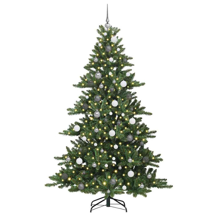 Kunstigt Hinged Juletræ med 300 LED'er med stativ 210 cm PVC