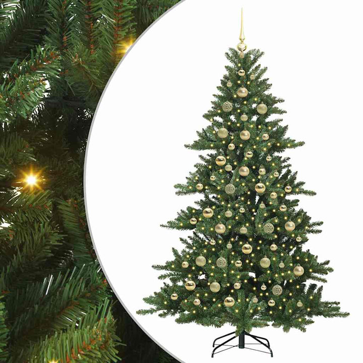 Kunstigt Hinged Juletræ med 300 LED'er med stativ 210 cm PVC