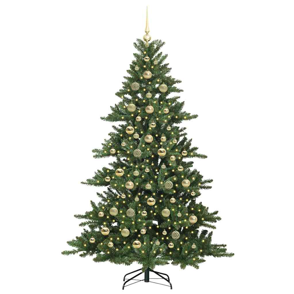 Kunstigt Hinged Juletræ med 300 LED'er med stativ 210 cm PVC