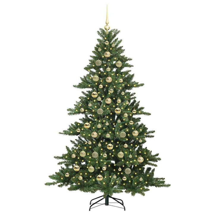 Kunstigt Hinged Juletræ med 300 LED'er med stativ 210 cm PVC