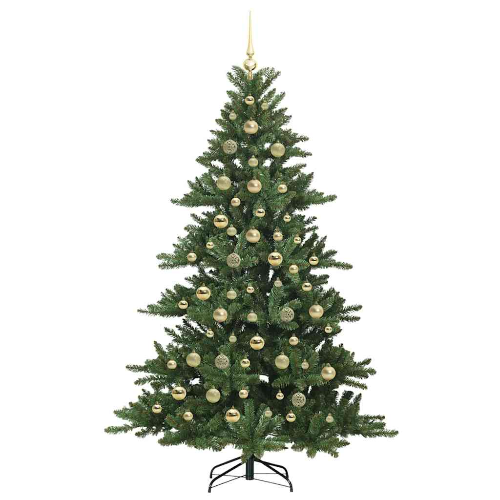 Kunstigt Hinged Juletræ med 300 LED'er med stativ 210 cm PVC