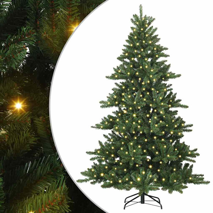 Kunstigt Hinged Juletræ med 300 LED'er med stativ 240 cm PVC