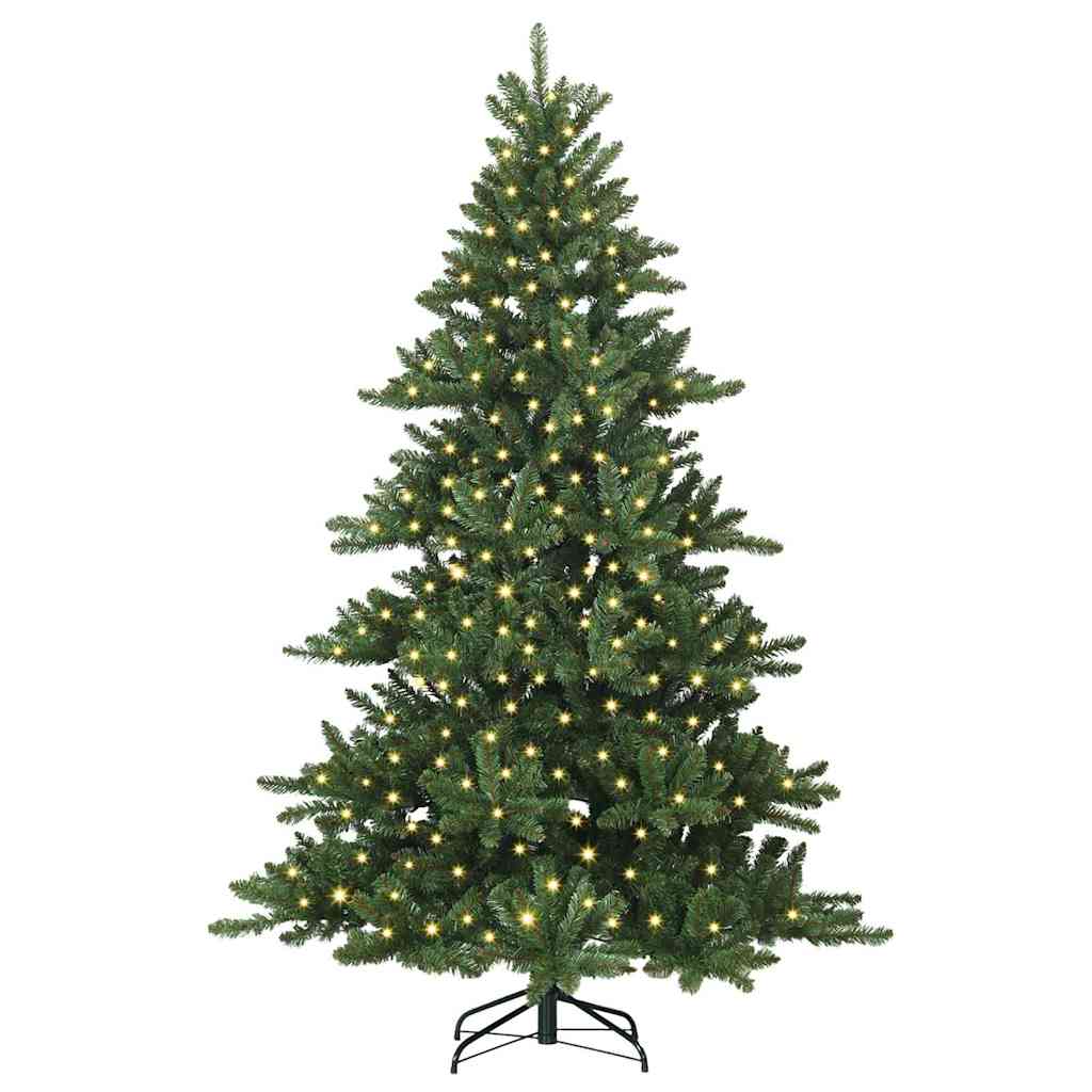 Kunstigt Hinged Juletræ med 300 LED'er med stativ 240 cm PVC