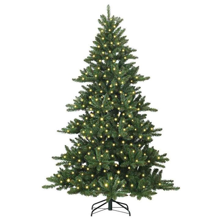 Kunstigt Hinged Juletræ med 300 LED'er med stativ 240 cm PVC