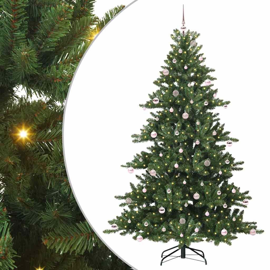 Kunstigt Hinged Juletræ med 300 LED'er med stativ 240 cm PVC