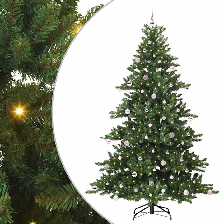 Kunstigt Hinged Juletræ med 300 LED'er med stativ 240 cm PVC