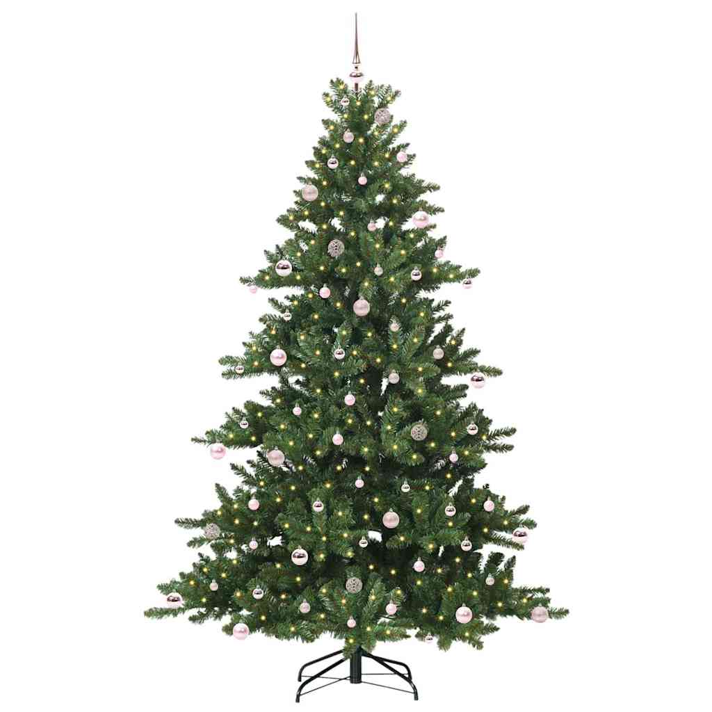 Kunstigt Hinged Juletræ med 300 LED'er med stativ 240 cm PVC