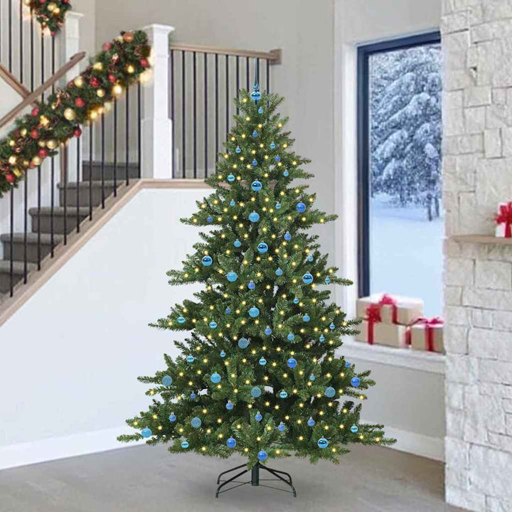 Kunstigt Hinged Juletræ med 300 LED'er med stativ 240 cm PVC
