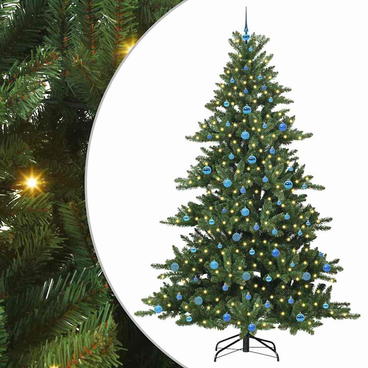 Kunstigt Hinged Juletræ med 300 LED'er med stativ 240 cm PVC