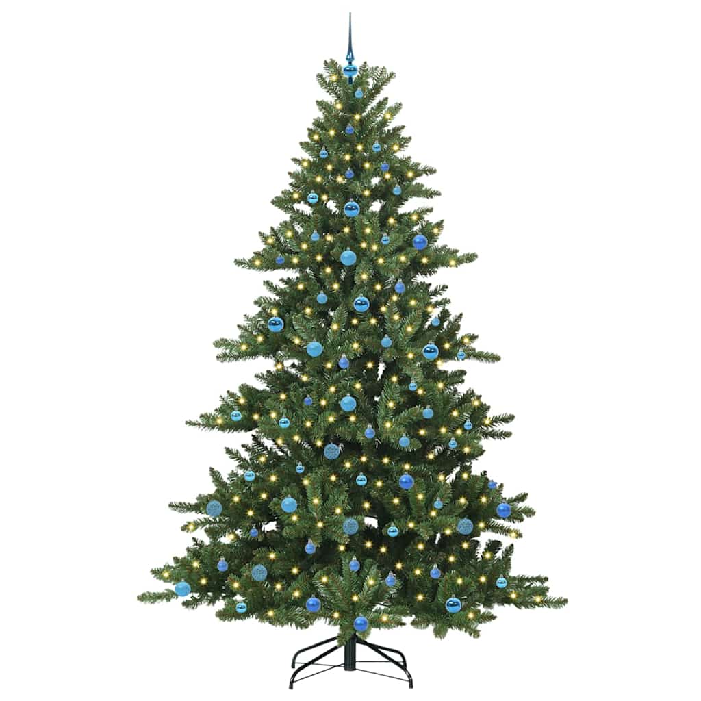 Kunstigt Hinged Juletræ med 300 LED'er med stativ 240 cm PVC
