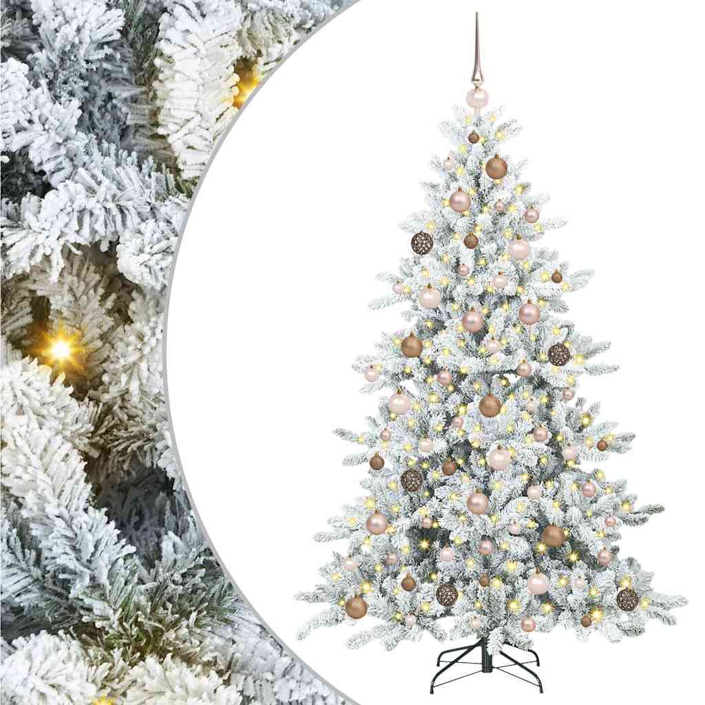 Kunstigt Hinged Juletræ med 300 LED'er med stativ 180 cm PVC