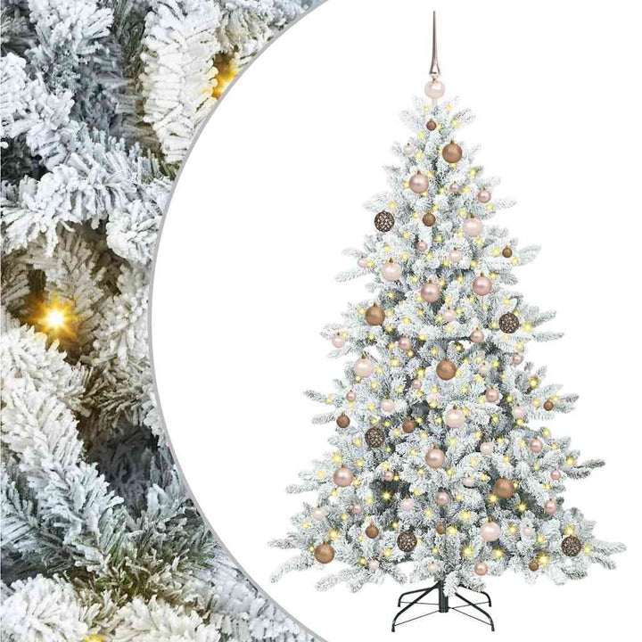 Kunstigt Hinged Juletræ med 300 LED'er med stativ 180 cm PVC