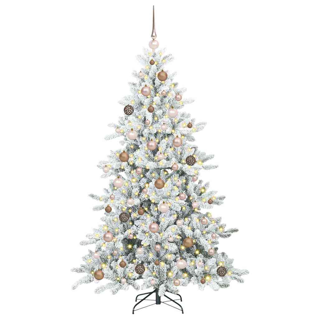 Kunstigt Hinged Juletræ med 300 LED'er med stativ 180 cm PVC