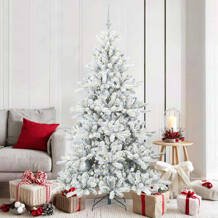 Kunstigt Hinged Juletræ med 300 LED'er med stativ 180 cm PVC