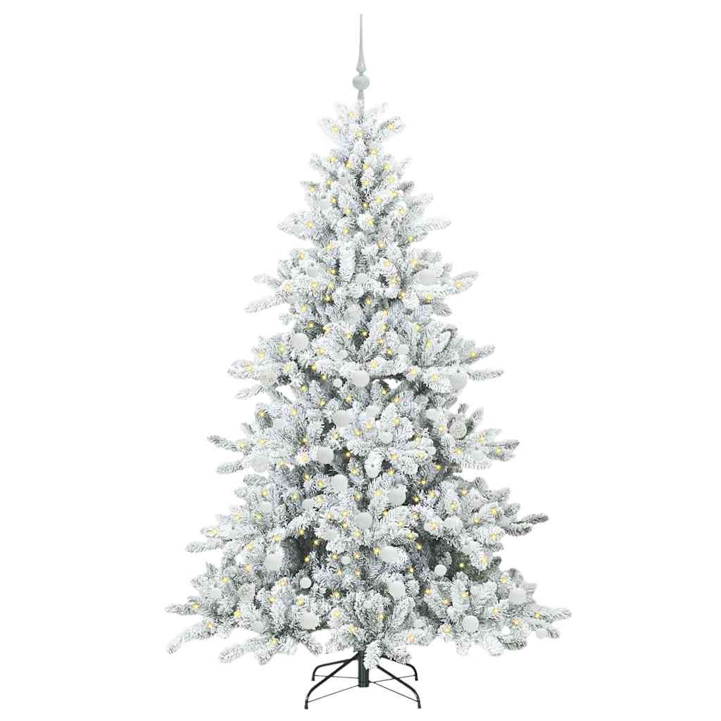 Kunstigt Hinged Juletræ med 300 LED'er med stativ 180 cm PVC