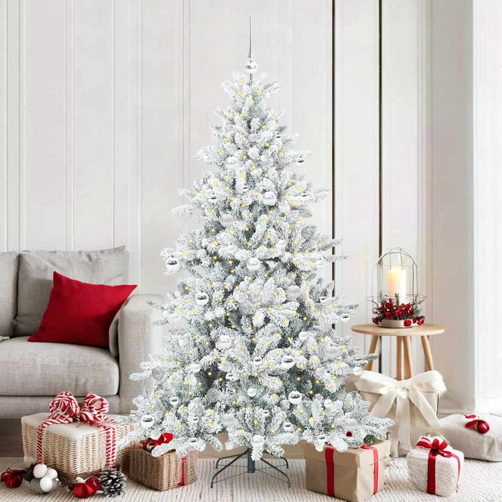 Kunstigt Hinged Juletræ med 300 LED'er med stativ 180 cm PVC